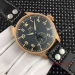 Swiss Quality Replica IWC Big Pilot Heritage Watch Rose Gold Black Leather